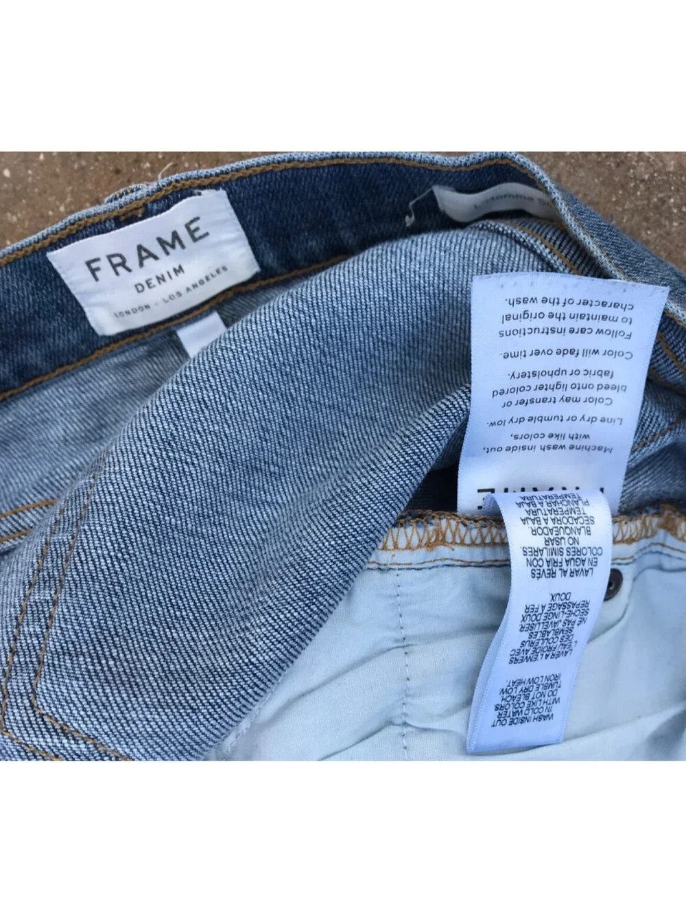Frame Made in USA  L'Homme Slim-Fit Denim Blue Jeans Light Wash Mens 30x31 hole